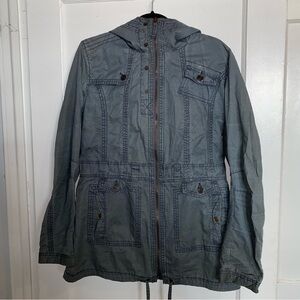 Kut From The Kloth Blue Gray Utility Jacket Zip Up Button Pockets Womens Size M